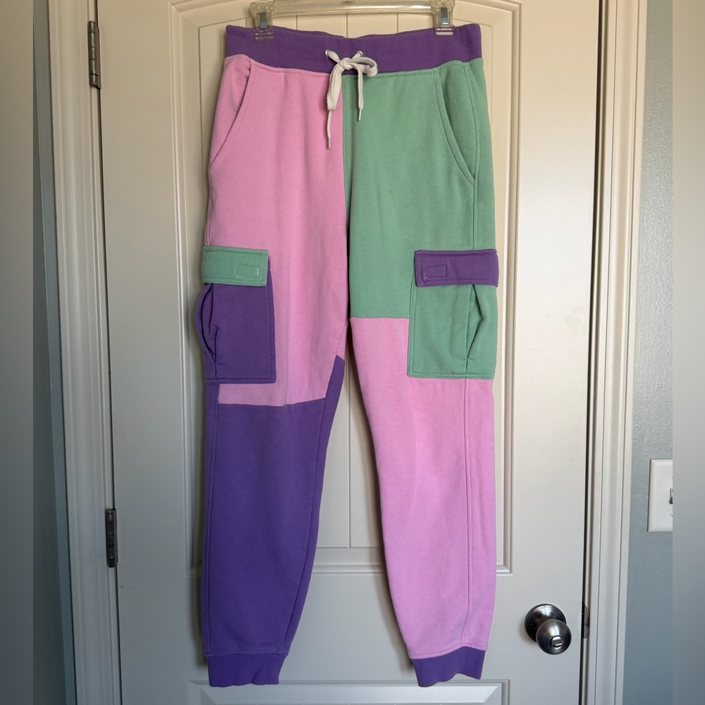 Empyre Pink, Green, and Purple Cargo Joggers